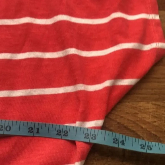 Striped Red Top Cold Shoulder Tunic Blouse Keyhole Womens Casual - Picture 10 of 10